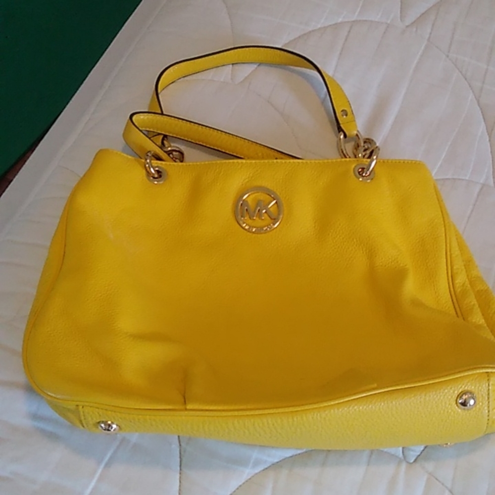 Michael Kors Bright Yellow Leather Shoulder Tote